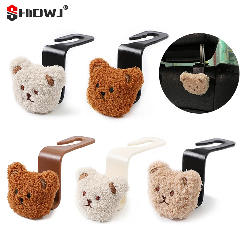 1PC kreatywny samochód oparcie siedzenia śliczny lalka pluszowy miś hak wewnątrz samochodu z dekoracyjnym plastikowy wisiorek wykończenie haki do przechowywania