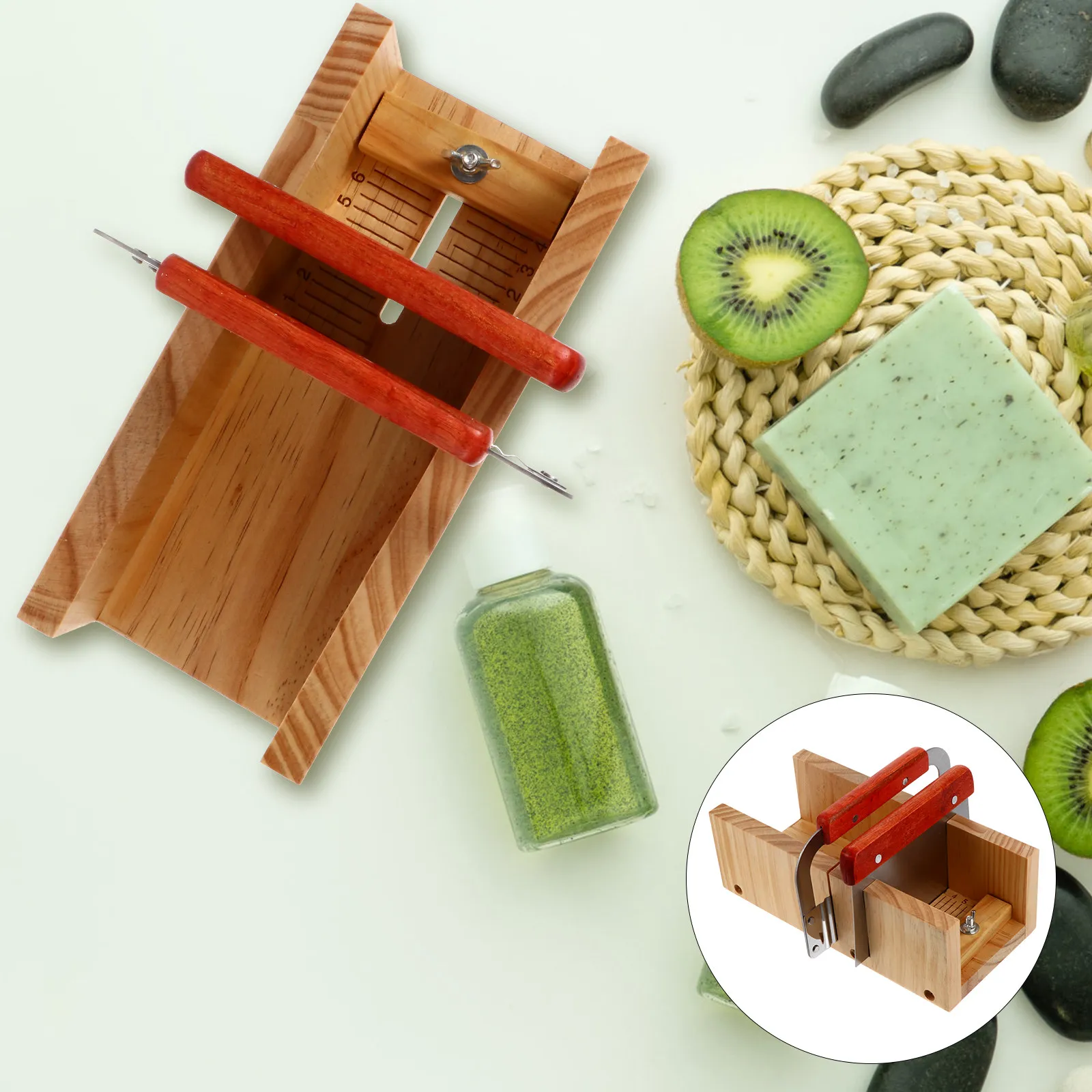 

1Set Wooden Soap Cutter Set with Wavy Straight Cutters for DIY Handmade Soap Making Cake Chocolate Sugar Cube Cutting Tool