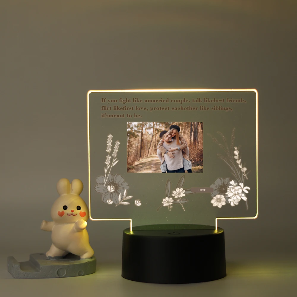 Veilleuse Personnalisée avec Photo de Papa et Enfant, 3 Documents, Lampe en Acrylique, Décoration de Table et de Bureau, Souvenir, 1 Pièce