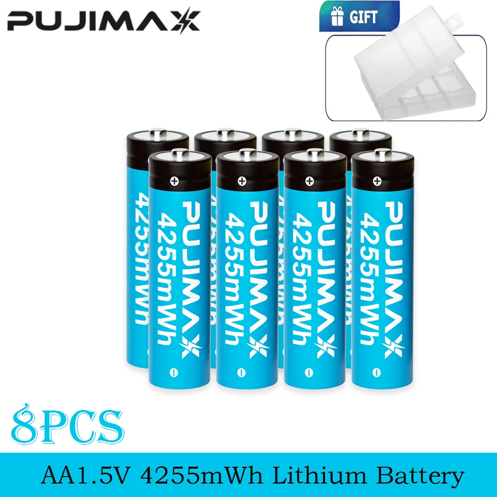 PUJIMAX Wiederaufladbare Lithium-Batterien AA 4255mWh/AAA 1100mWh Hochleistungs-Akkus 1,5V Batterien für Uhren, Mäuse und Fernbedienungen