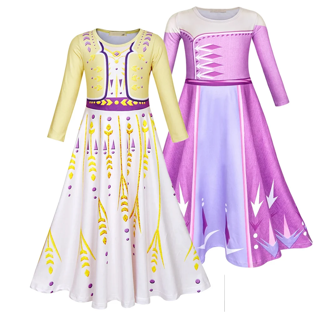 Jurebecia Princess Anna Dress Up For Girls Coronation Elsa Fancy Party Costume Kids Birthday Halloween Cosplay Outfit