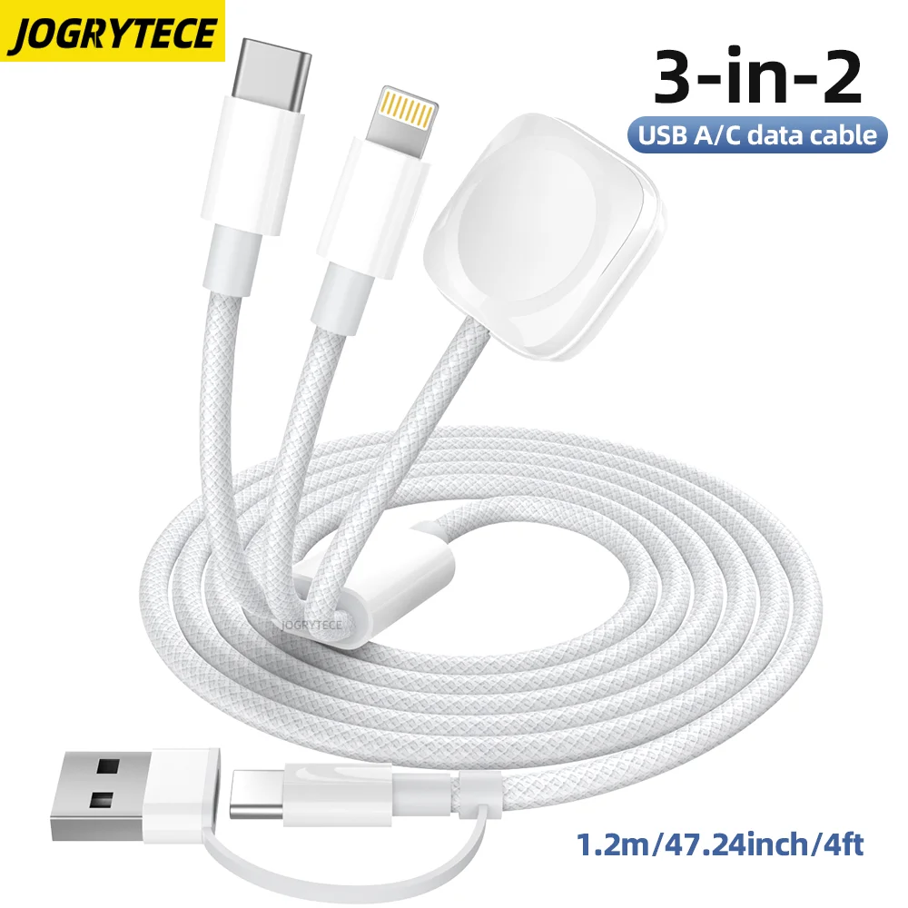 

Watch Charger Nylon Braided for iWatch Wireless Charger 2in 3 Multi Charging Wire for iWatch for iPhone Android Phone