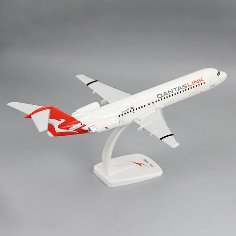 Scale 1:100 QANTAS Airlines Fokker FK-100 FK100 ABS Plastic Airplane Model Toy Aircraft Plane Model Display Collection