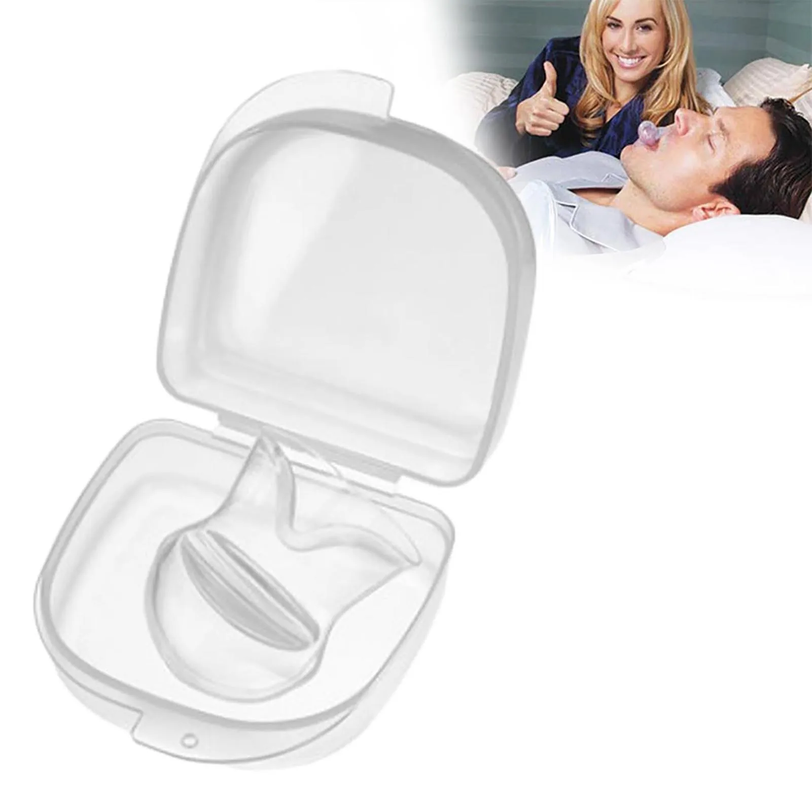 Anti-Snoring Tongue Retainer Device with Storage Box Anti-Snoring Device Sleeping Bite Guard for Bruxism and Stop Snoring