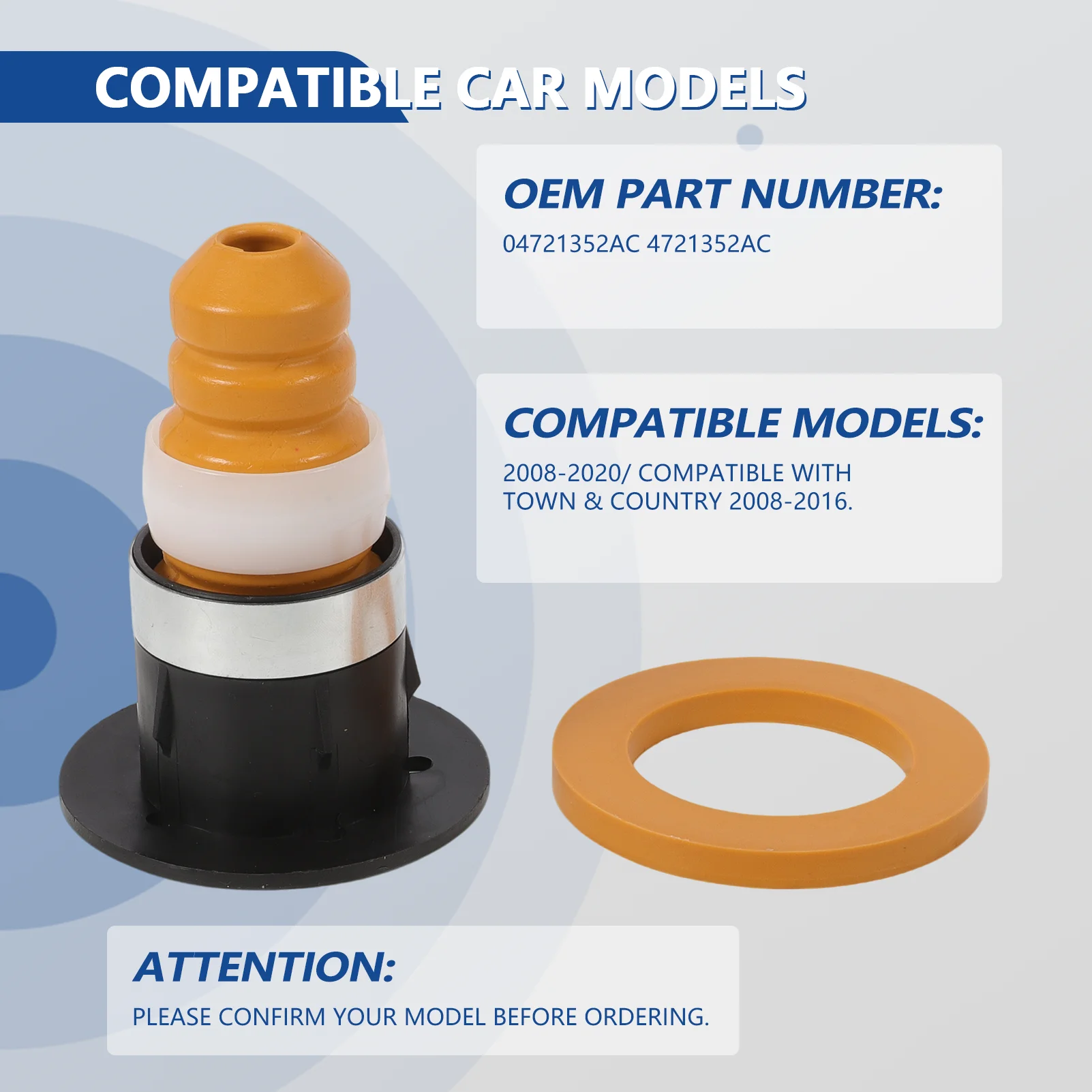 

4721352AC 1 Pair Rear Bumper Suspension 04721352AC for Chrysler Grand Caravan 2008-2020/ Town Country 2008-2016