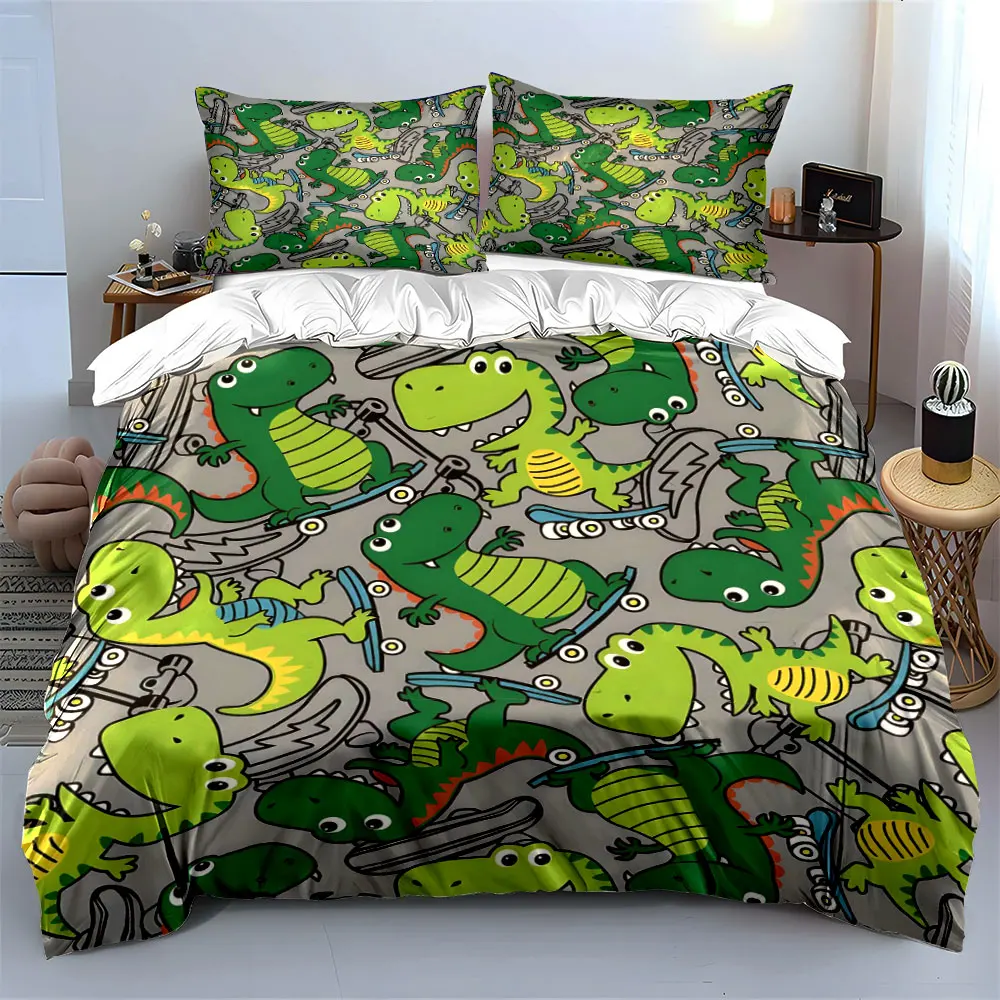Kids Dinosaur Skateboard Set Multiple sizes kid's and adults' bedroom Exquisite 3PC bedding set, gift