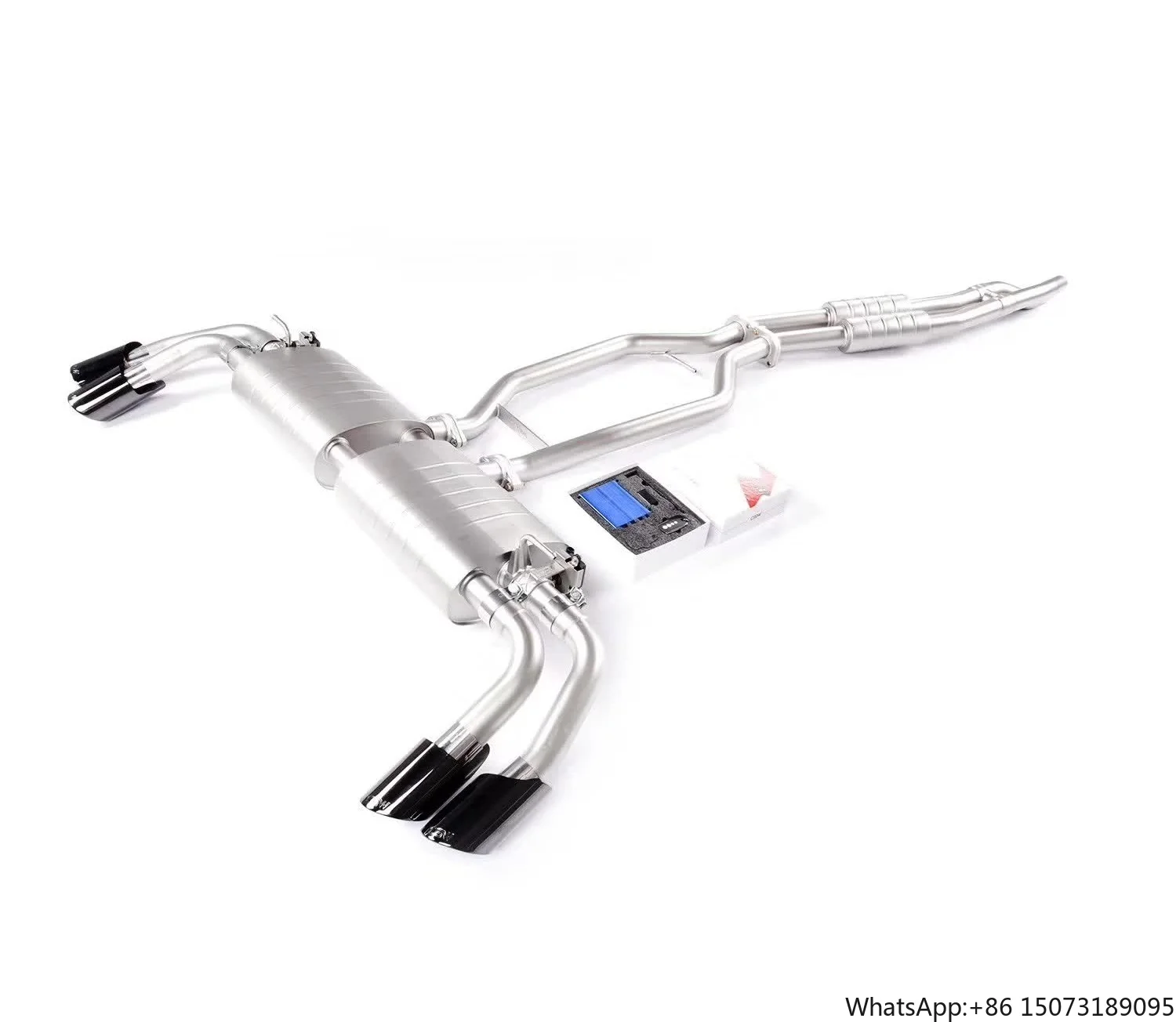 

Premium Quality Stainless steel Muffler and Front Pipe Catback with Quad Black Exhaust Tips for 3.6