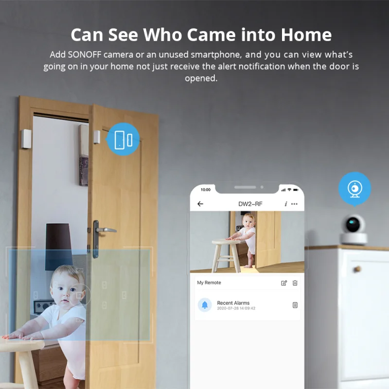 SONOFF DW2 Wifi Wireless Door Window Sensor Open / Closed Detectors e-WeLink APP Alert Notification Smart Home Security Alarm