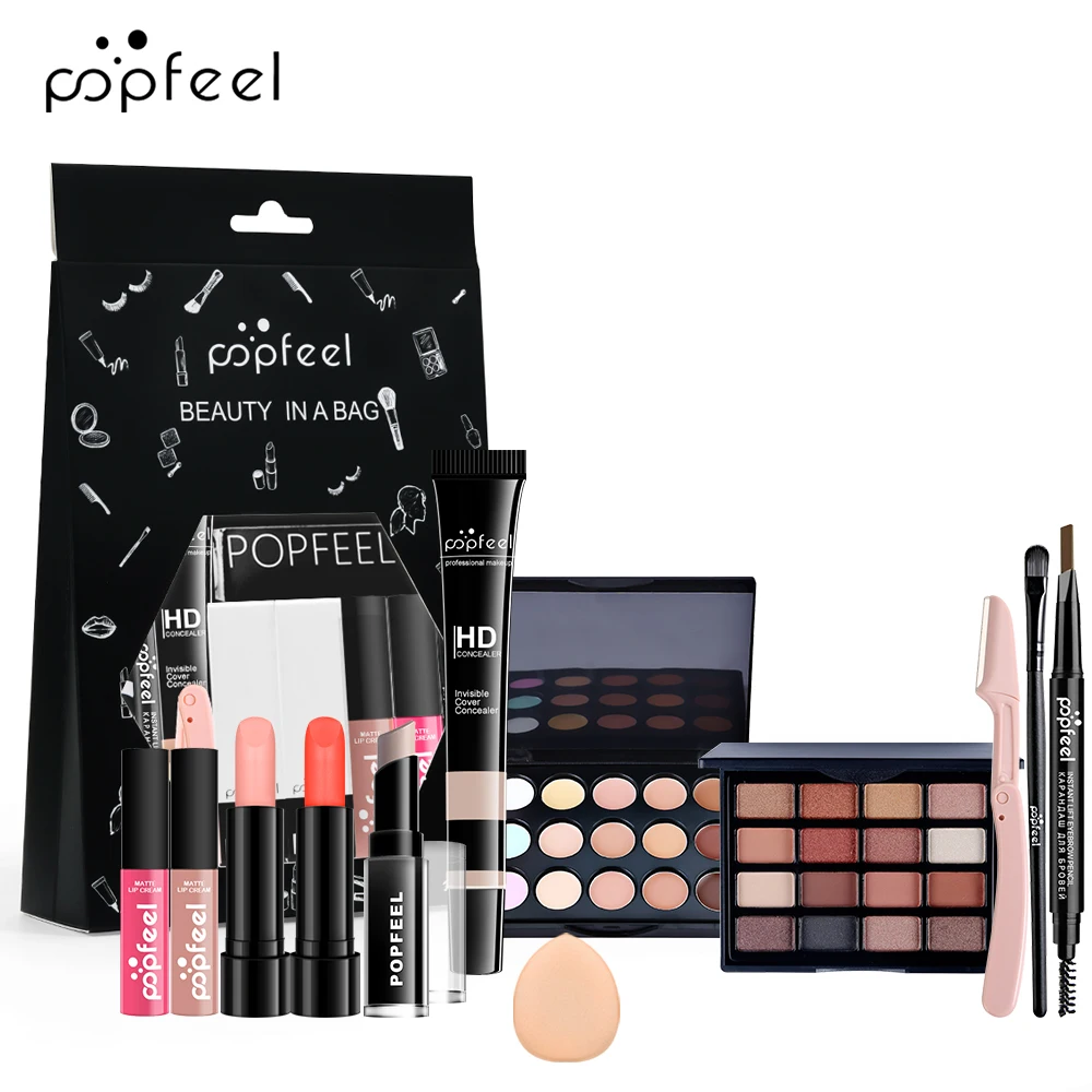 Fashion Make Up Kit Female Beginner Student Novice Full Set Light Makeup Light Makeup Gift Box Cosmetic Combination Waterproof