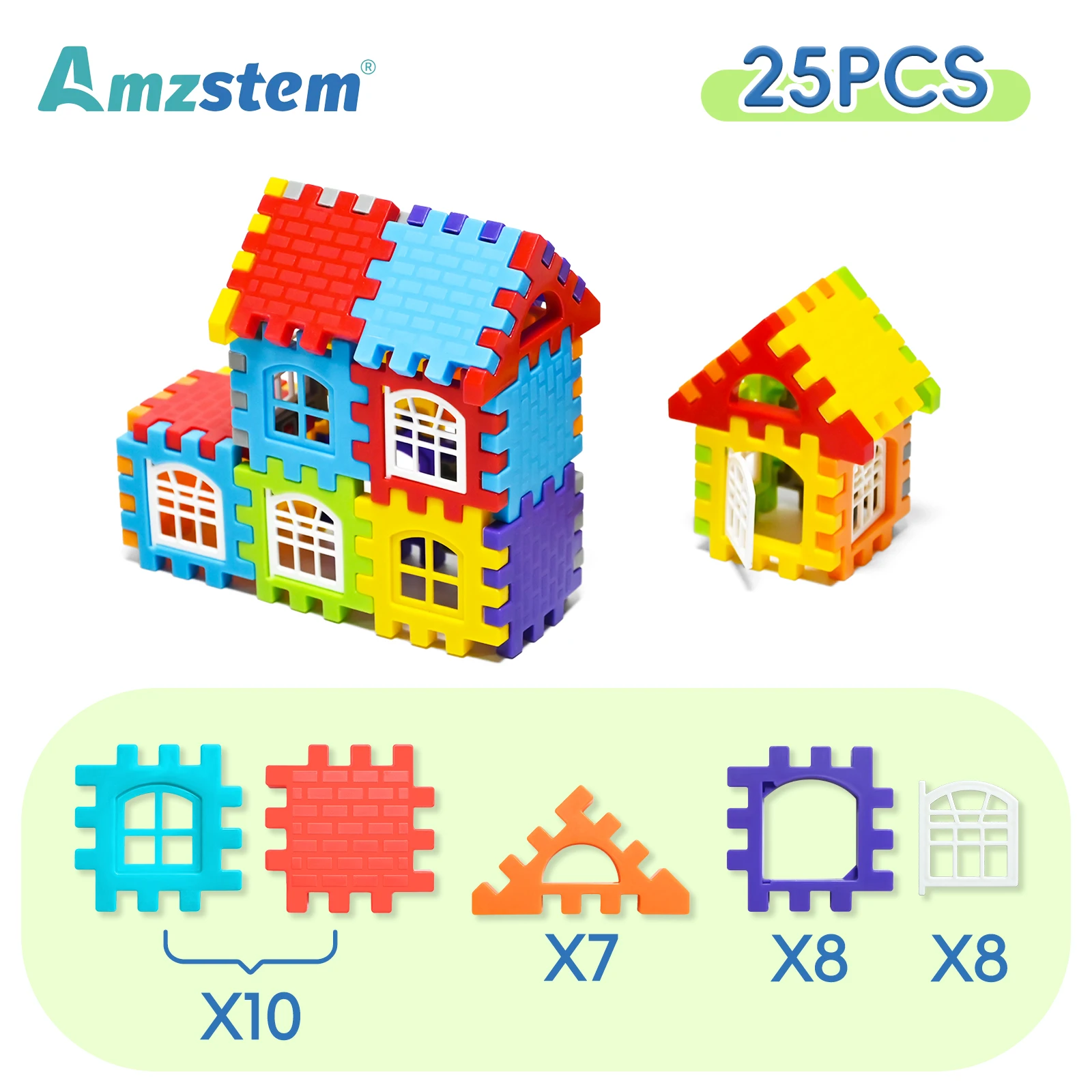 140-25PCS Grootschalige Huis Bouwstenen Simulatie Venster Ontwerp Bouwset Kleuterschool Speelgoed Voor Jongens En Meisjes Gift