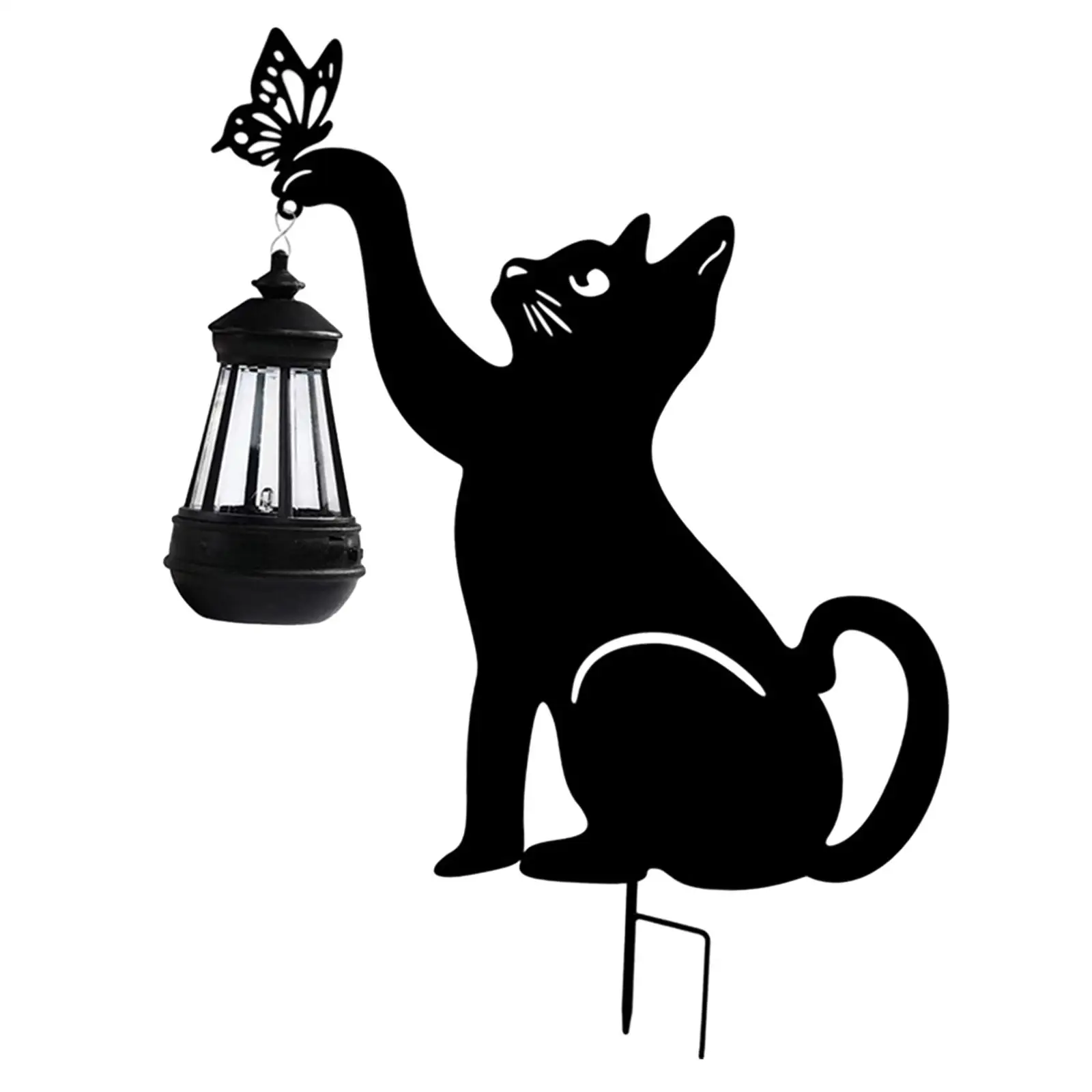 55cm Solar Garden Lanterns Black Cat Figurine Multipurpose Convenient Assemble Sturdy Decorative Waterproof for Yard Lawn Patio