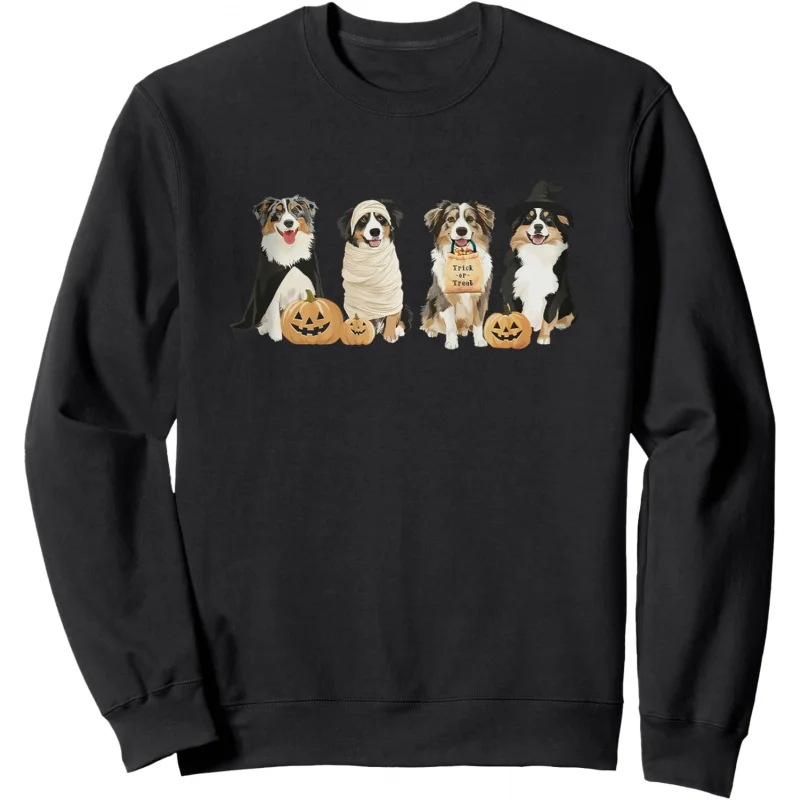 

Australian Shepherd Halloween Sports Shirt Men's and Women's Long Sleeve Black