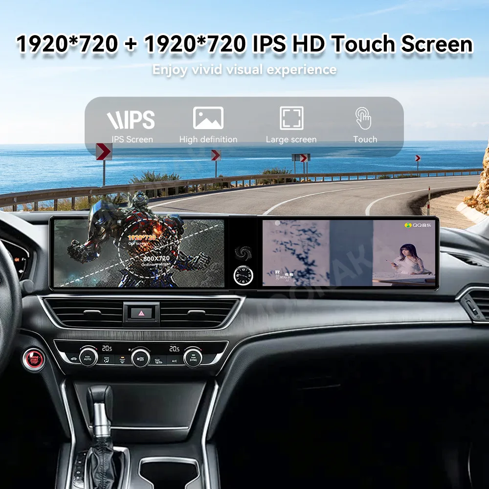 Android Auto Dual 12.3 Inch Screen For Honda Accord 10th Gen 2017‑2022 Car Radio Multimedia Player GPS Navigation CarPlay DSP 4G