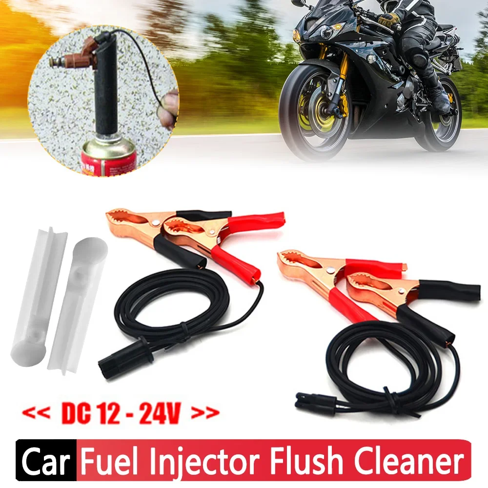 Car Motorcycle Injector Cleaning Kit Fuel Injector Flush Wash Cleaner Adapter with 2 Power Cable Auto Cleaning Tool Set