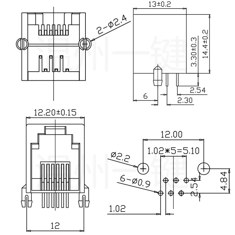 10pcs Slim-Seamless-90 Degrees-Gray-RJ45 Network Socket Horizontal Full Plastic
