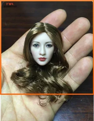 Custom 1/6 Asia Beauty Head Sculpt Similar to Liu Yan yellow hair 2017 new hot sale Female Head Model For 12'' PH Body toys