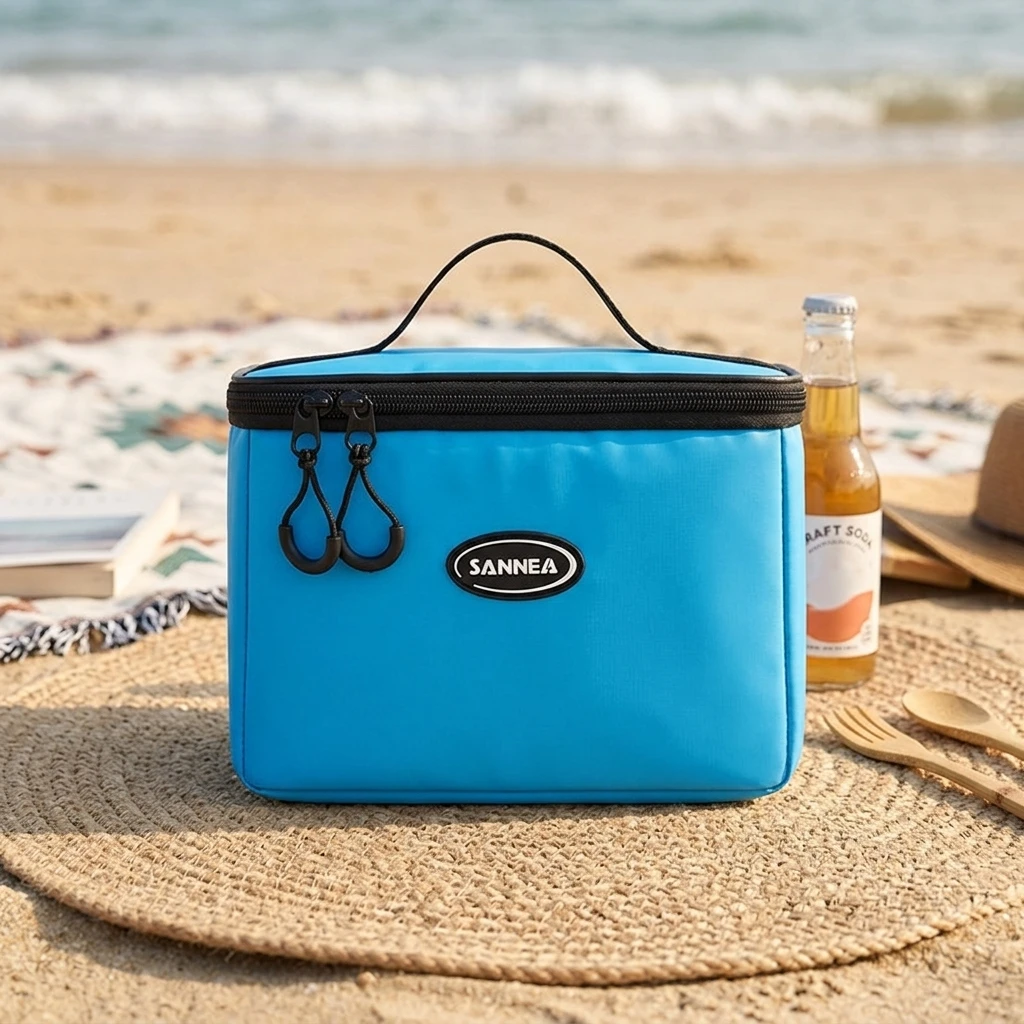 PVC Insulated Lunch Bag Macaron Color Thickened Cooler Bag For Picnic Bento Box Portable With Adjustable Strap