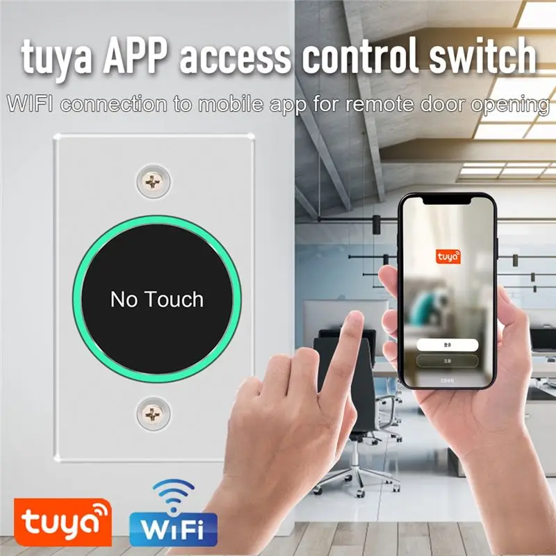 Tuya Wifi Smart Switch Door Exit Push Release Button No Touch Infrared Induction For Access Control Remote Control-Y41A
