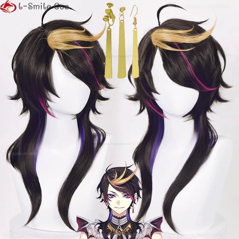 VTuber NIJISANJI ShuYamino Cosplay Wig Shu Yamino Long Wig With Ear Hook Heat Resistant Synthetic Hair Party Wigs + Wig Cap