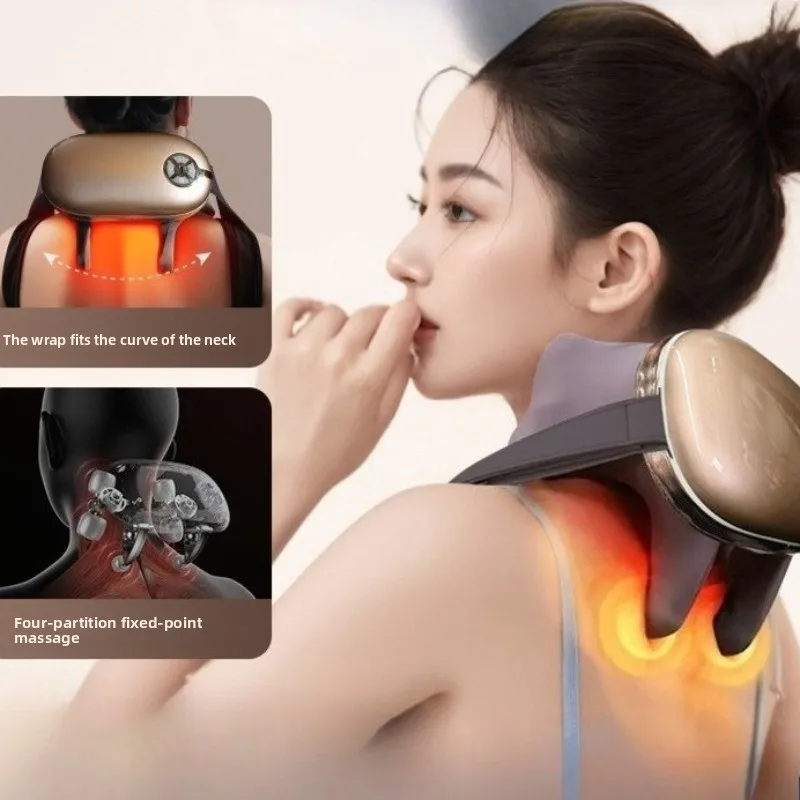 Cervical Massager Fully Automatic Massager Home Hot Compress Shoulder and Neck Massager Remote Control Trapezius Massage Shawl