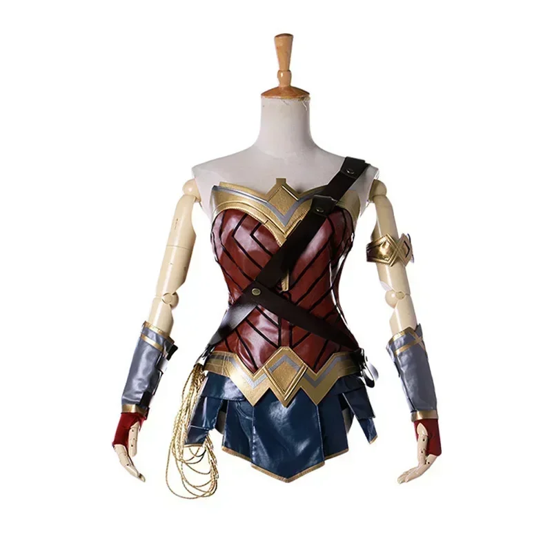 Animal Wonder Cos Woman Dress Diana Cosplay Adult Brown Top Faux Leather Corset Shorts Uniform Carnival Party Cloths