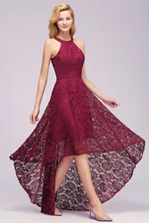 Plus Size Lace High Low Evening Dresses Women Burgundy Sexy V Neck Long Dusty Pink Sleeveless Formal Party Prom Gowns Vestidos