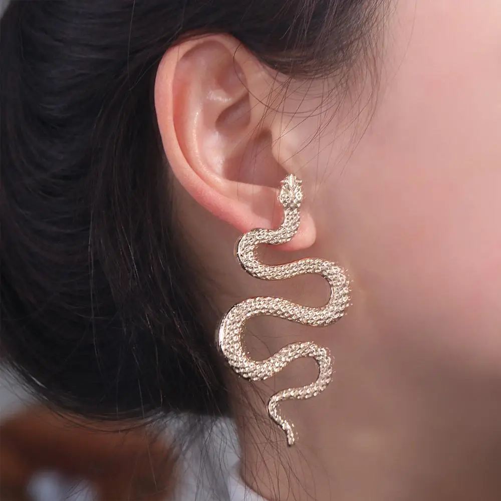 Fashion Avant-garde Snake Shaped Earrings Exaggerated Punk Animal Snake Stud Earrings Alloy Sexy Metal Earrings Party