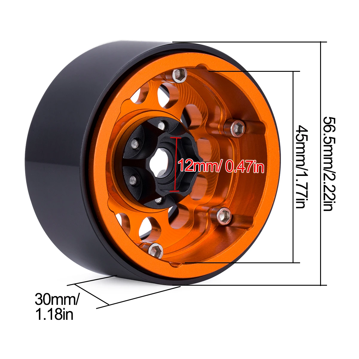 عجلات خرز من الألومنيوم مقاس 1.9 بوصة لزاحف RC 1/10 - متوافقة مع محوري SCX10، Wraith، TRX4، TRX6، D90، Tamiya، Capra (4 قطع) #3