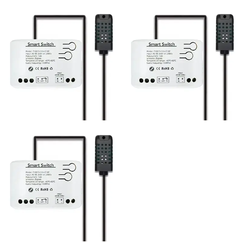 

BAAJ-3X Tuya Zigbee 1 Gang Smart Switch With Temperature Humidity Sensor,Tuya APP,Passive Dry Contact Relay AC85-250V