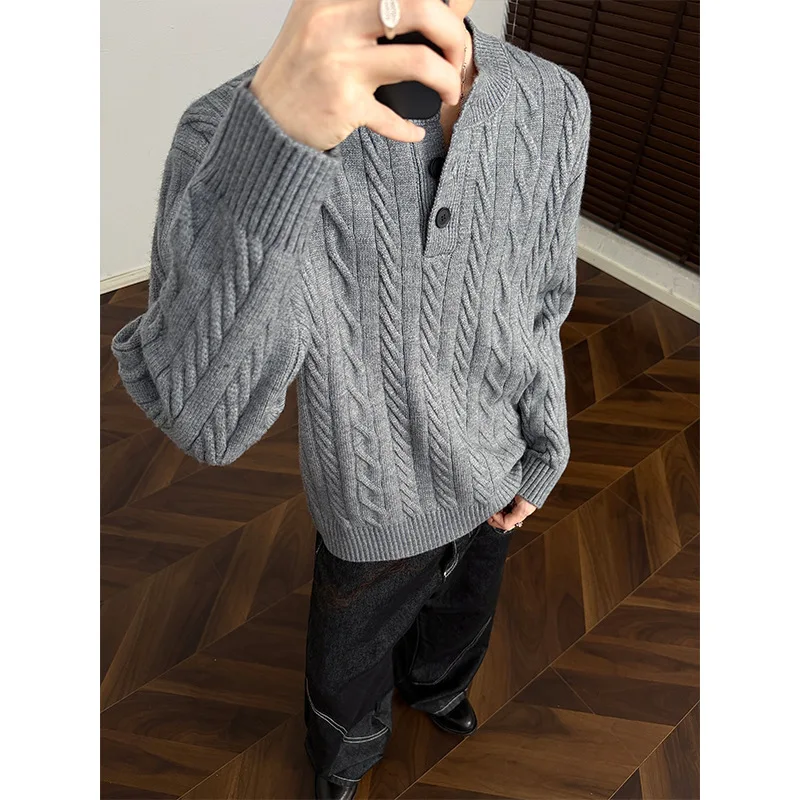 

Loose Fit Long Sve Overhead Knitted Sweater for Men Autumn Winter New Sle Casual Breathable Polyester round Ne Sweater