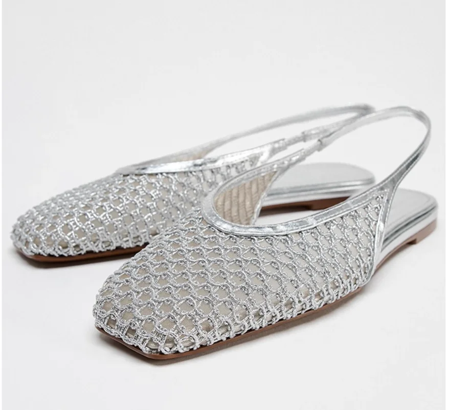 

2026 модные элегантные этнические бохо сетчатые туфли на плоской подошве с вырезами, повседневные сандалии на плоской подошве, сандалии, лаконичные туфли с открытой пяткой, женские лоферы