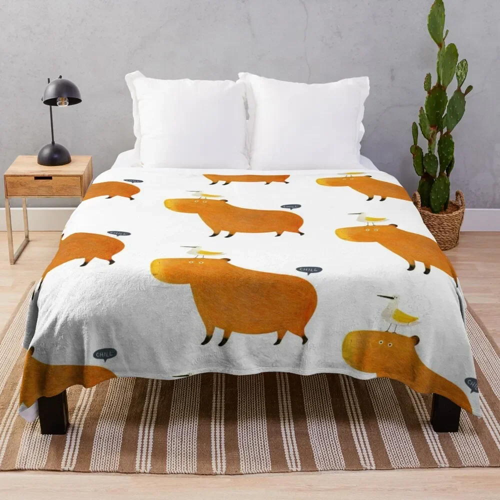 

Hapybara Capybara Throw Blanket For Decorative Sofa Beautifuls Blankets