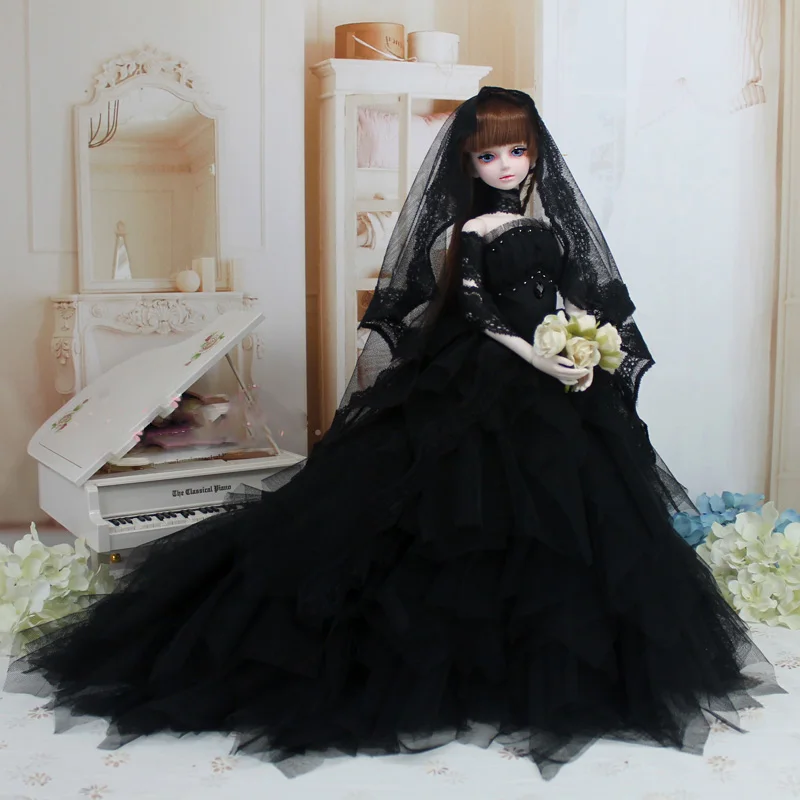 

BJD doll clothes for 1/3 1/4 1/6 size cute dress trailing wedding 1/3 1/4 1/6 dress evening dress doll accessories (2 colors)