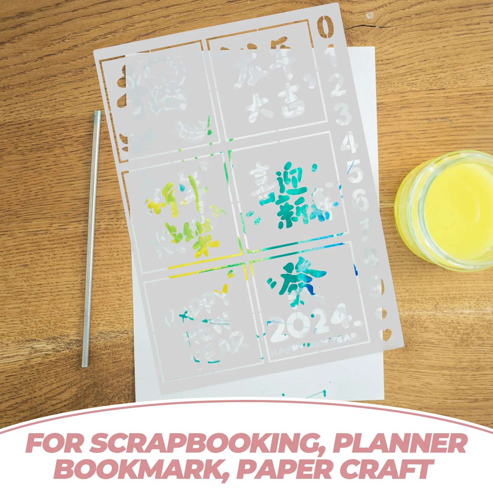 

New Year Painting Stencil Reusable Pet Template Durable Crafts for DIY Decorating Scrapbooking Planner Gift Making Art