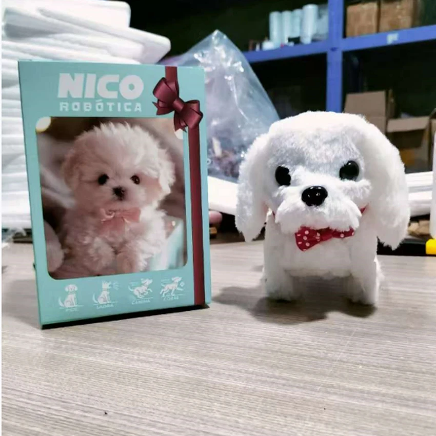 Novo bonito robô de pelúcia filhote de cachorro interativo andando simulado filhote de cachorro latido cauda balançando filhote de cachorro brinquedo de pelúcia chilren (sem bateria)