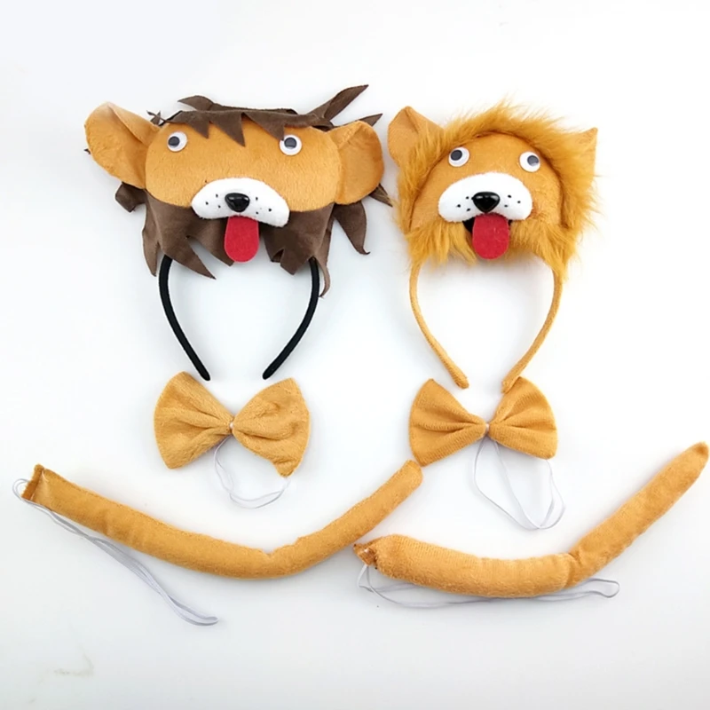 Plush Lion Costume Cosplay Props Headband/Tail/Bowtie Theme Party Clothing AnimeExpo Masquerade Balls Dress Up Clothing