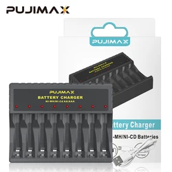 PUJIMAX 8 slotów AA/AAA akumulator Bsatteries typu C USB bateria uniwersalna przejściówka do ładowarki ładowarka do zasilania Accessori