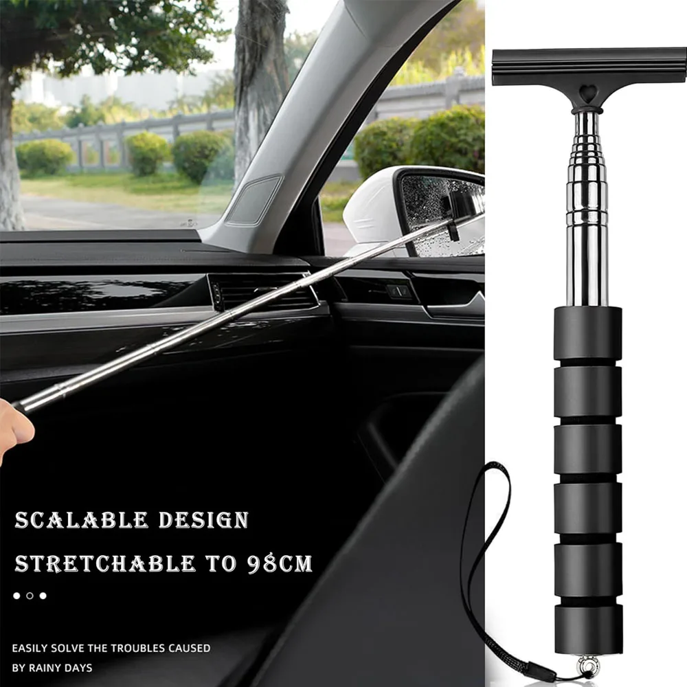 قابل للسحب سيارة مرآة الرؤية الخلفية ممسحة الفولاذ المقاوم للصدأ تلسكوبي الطبقات فرشاة رئيس نافذة غسل تنظيف فرشاة ممسحة يدوية #3
