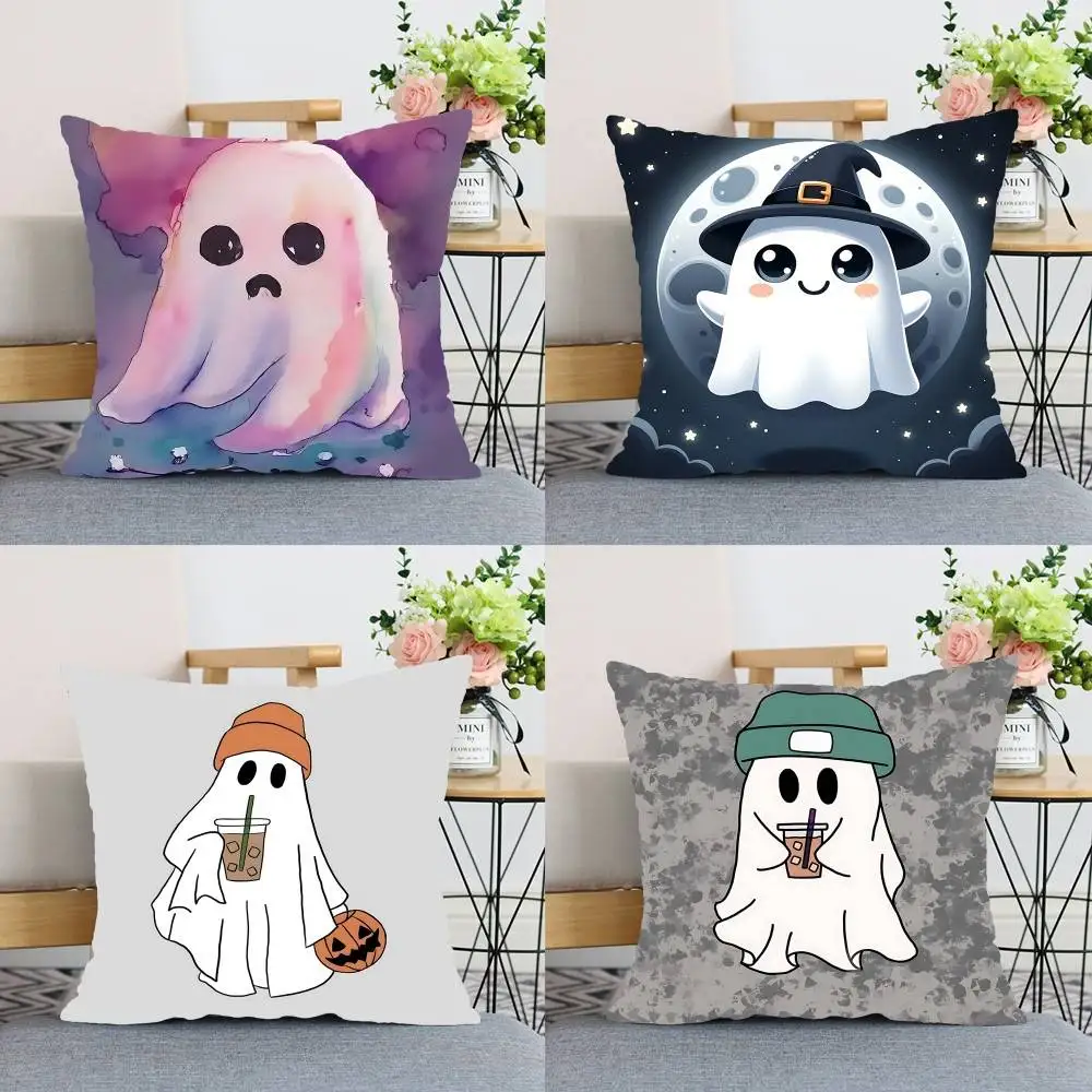 

Cute Ghost Anime Pillow Case Soft Decorative Pillow Covers Sofa Cushions For Living Room Cozy Ornamental Throw Pillows