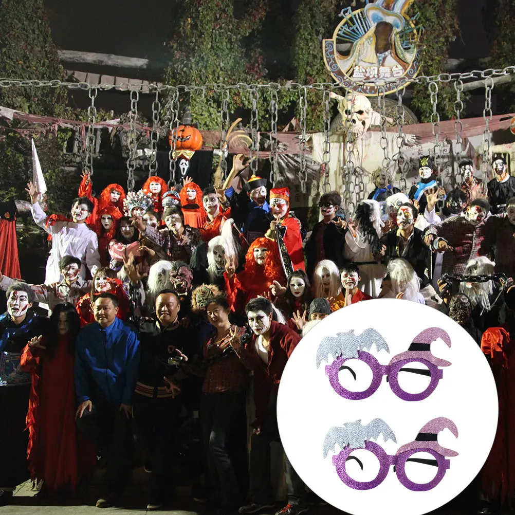 

2Pcs Halloween Bat Witch Glasses Plastic Fun Party Props Photo Booth Costume Accessories Halloween Props Glasses