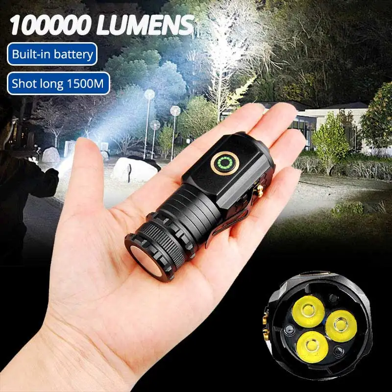 3 LED EDC Flashlight SST20 Torch TYPE-C Rechargeable IP68 Waterproof with Magnet for Camping with 18350 2000LM ATR Luminus Torch