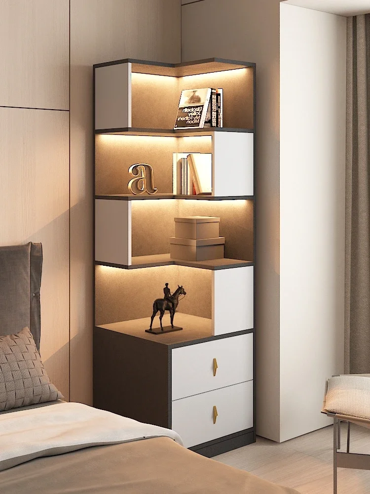 Modern minimalist with lock bedside table with lamp