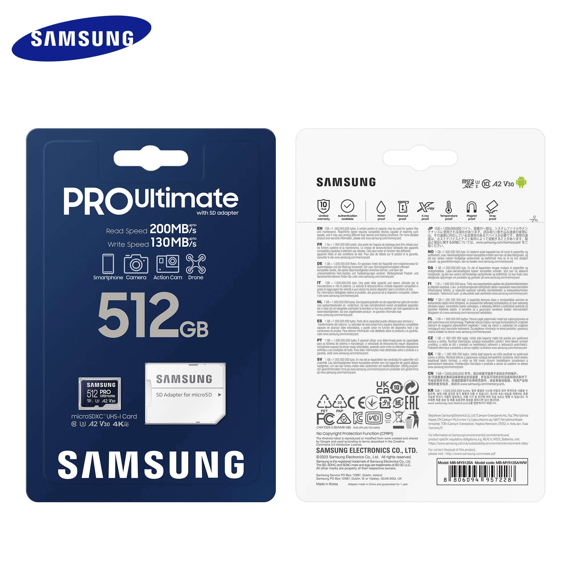 Imagem -06 - Cartão de Memória Micro sd Samsung a2 C10 V30 Original 128gb 256gb 512gb até 200 mb s com Adaptador