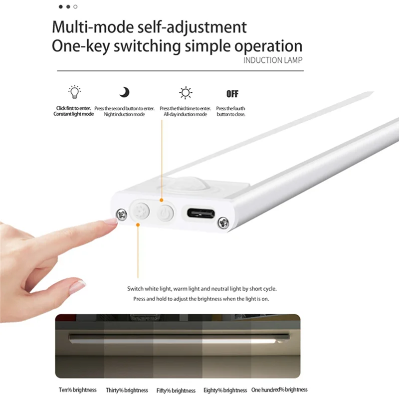 

A84Z-LED ночник с датчиком движения, беспроводной USB-шкаф, ночник, лампа для гардероба, кухонный шкаф, спальня, шкаф