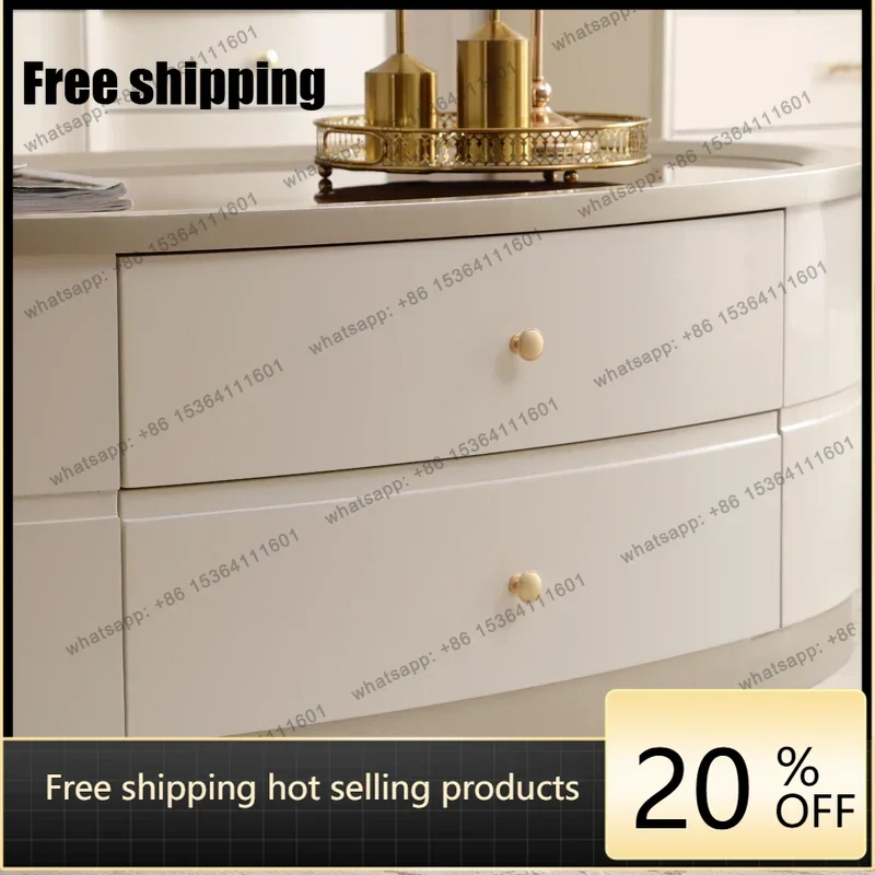 Factory Direct French light luxury solid wood coffee table modern simple household round champagne gold round table