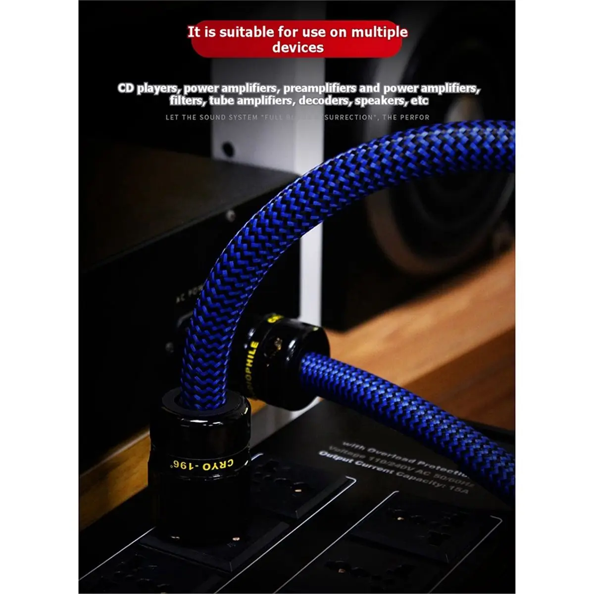 DTC5  Power Cable HiFi Power Cable, High-End Audiophile Power Cord for Amplifier, Filter, Home Audio System Upgrade 2M US PLUG
