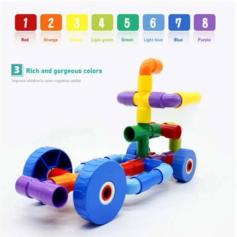 Kolorowe klocki do budowania rur dla dzieci DIY montujące tunel rurociągowy plastikowe elementy konstrukcyjne zabawki edukacyjne dla dzieci prezenty