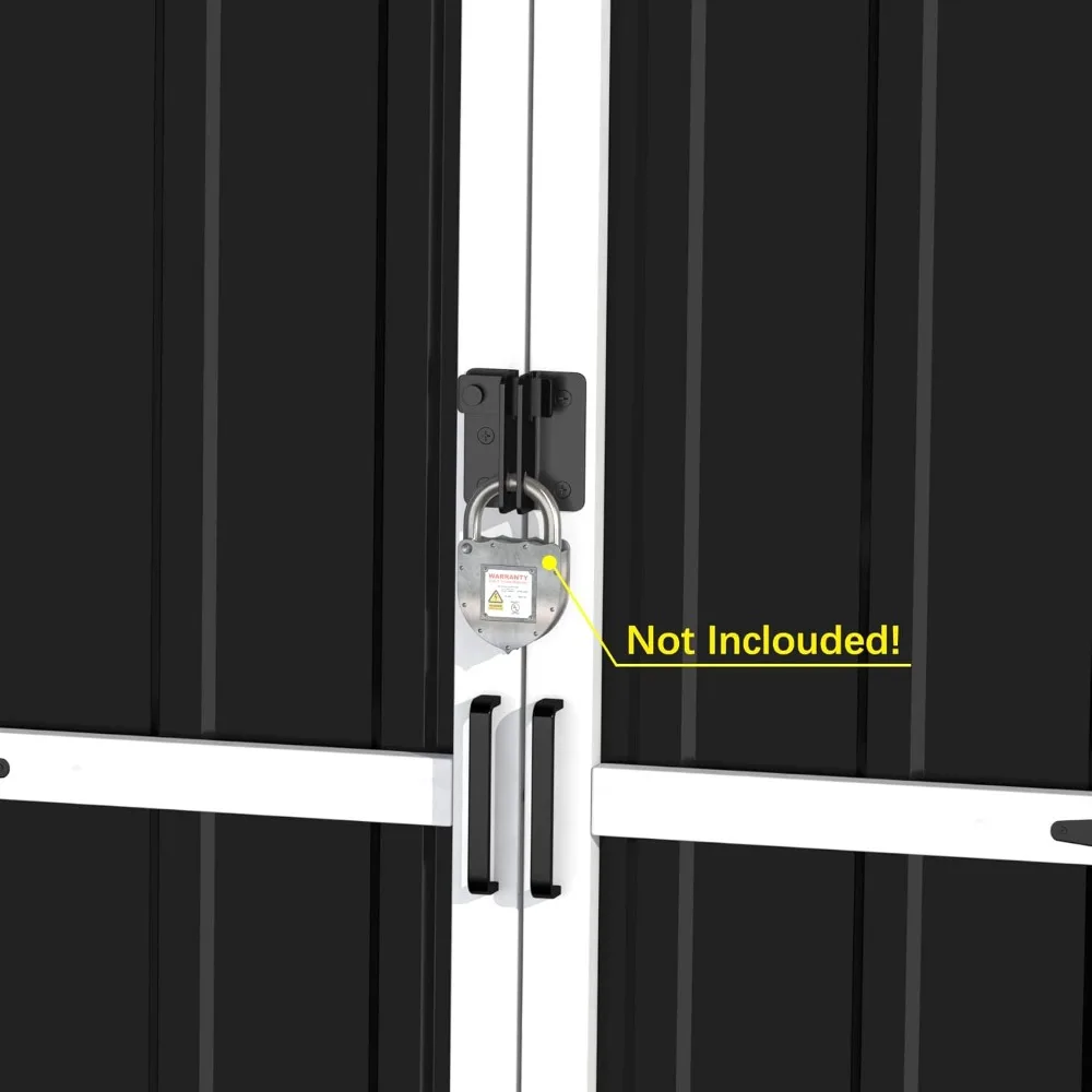 Armoire de rangement extérieure, hangar de jardin en bois et métal avec toit étanche et portes robustes verrouillables 66"