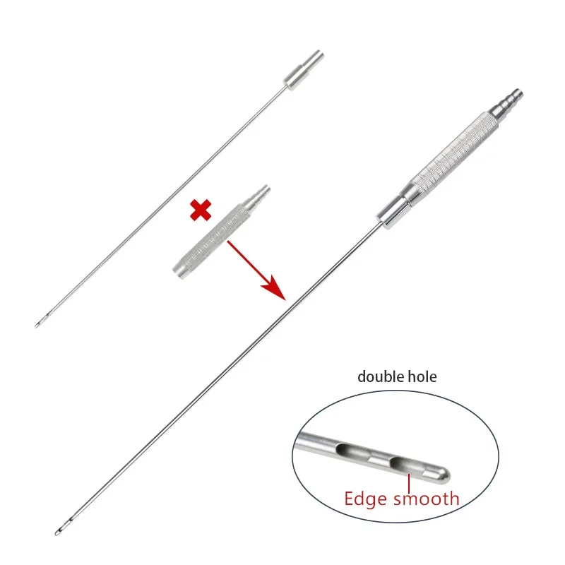 Stainless Steel Liposuction Needle Autoclavabe Double Holes Cannula Fat Transplantation