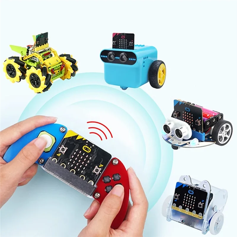 

ABRJ-5 шт. для электронного джойстика Micro-Bit: комплект Bit V2, акриловый корпус, бортовой зуммер + вибрационный двигатель, контроллер Microbit, прочный